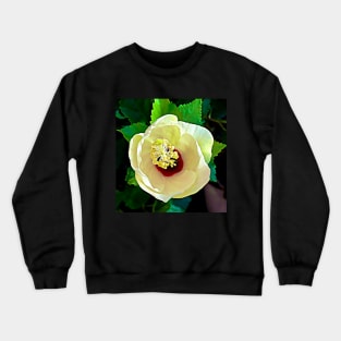 Hibiscus White Plant Crewneck Sweatshirt